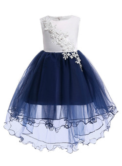Shop 2019 Long & Short In Stock:Ship in 48 Hours Blue And White Tulle Appliques Girl Dress With Factory Price From Kemedress