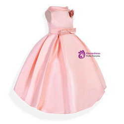 Shop 2019 Long & Short In Stock:Ship in 48 Hours Pink Satin Flower Girl Dress With Flower With Factory Price From Kemedress