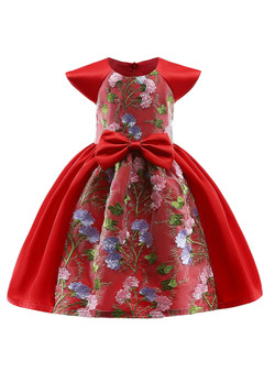 Shop 2019 Long & Short In Stock:Ship in 48 Hours Red Satin Cap Sleeve Appliques Girl Dress With Factory Price From Kemedress