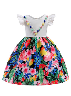 Shop 2019 Long & Short In Stock:Ship in 48 Hours White Print Cap Sleeve Color Ball Flower Girl Dress With Factory Price From Kemedress