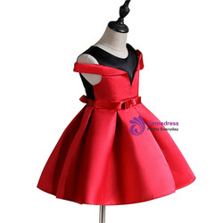 Shop 2019 Long & Short  In Stock:Ship in 48 Hours Red Satin Cold Shoulder Flower Girl Dress With Bow With Factory Price From Kemedress
