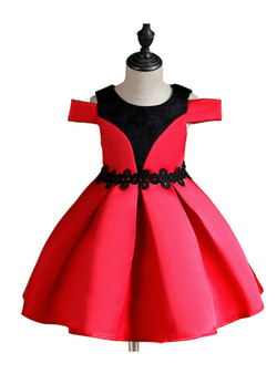 Shop 2019 Long & Short  In Stock:Ship in 48 Hours Red Satin Appliques Flower Girl Dress With Factory Price From Kemedress