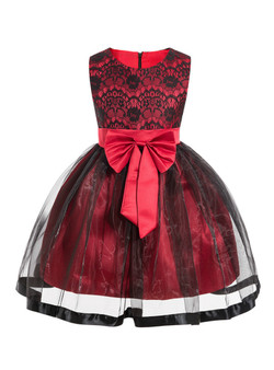 Shop 2019 Long & Short In Stock:Ship in 48 Hours Red Tulle Lace Flower Girl Dress With Bow With Factory Price From Kemedress