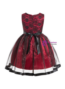 Shop 2019 Long & Short In Stock:Ship in 48 Hours Red Tulle Lace Flower Girl Dress With Bow With Factory Price From Kemedress