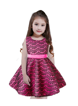Shop 2019 Long & Short In Stock:Ship in 48 Hours Fuchsia Lace Flower Girl Dress With Sash With Factory Price From Kemedress