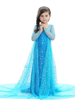 Shop 2019 Long & Short In Stock:Ship in 48 Hours Blue Sequins Long Sleeve Frozen Queen Dress With Factory Price From Kemedress