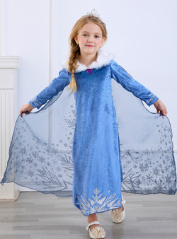 Shop 2019 Long & Short In Stock:Ship in 48 Hours Blue Velvet Long Sleeve Princess Aisha Dress With Factory Price From Kemedress