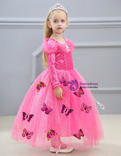 Shop 2019 Long & Short In Stock:Ship in 48 Hours Fuchsia Tulle Long Sleeve Princess Ai Luo dress With Factory Price From Kemedress