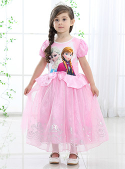 Shop 2019 Long & Short In Stock:Ship in 48 Hours Pink Tulle Cap Sleeve Frozen Princess Dress With Factory Price From Kemedress