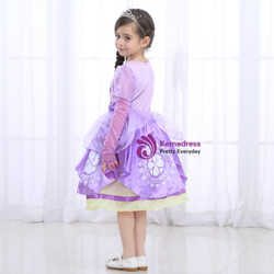 Shop 2019 Long & Short In Stock:Ship in 48 Hours Purple Satin Long Sleeve Princess Sophia Dress With Factory Price From Kemedress