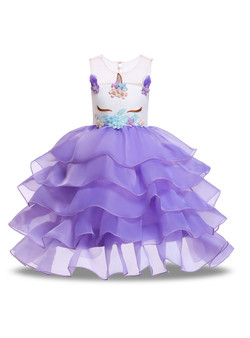 Shop 2019 Long & Short In Stock:Ship in 48 Hours Purple Organza Appliques Unicorn Princess Dress With Factory Price From Kemedress