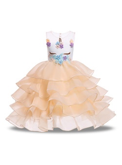 Shop 2019 Long & Short In Stock:Ship in 48 Hours Orange Organza Appliques Unicorn Princess Dress With Factory Price From Kemedress