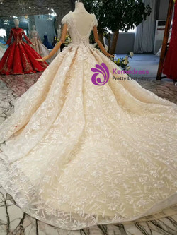 Shop 2019 Long & Short Champagne Ball Gown Lace Tulle Off The Shoulder Wedding Dress With Train With Factory Price From Kemedress Shop 2019 Long & Short Champagne Ball Gown Lace Tulle Off The Shoulder Wedding Dress With Train With Factory Price From Kemedress