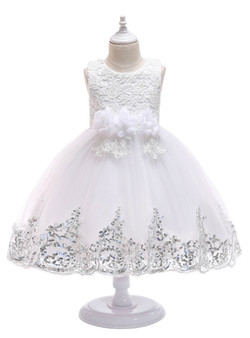 Shop 2019 Long & Short In Stock:Ship in 48 Hours White Tulle Lace Appliques Cheap Flower Girl Dress With Factory Price From Kemedress