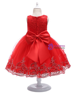 Shop 2019 Long & Short In Stock:Ship in 48 Hours Red Tulle Lace Appliques Flower Girl Dress With Factory Price From Kemedress