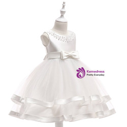 Shop 2019 Long & Short In Stock:Ship in 48 Hours White Tulle Flower Girl Dress With Pearls  With Factory Price From Kemedress