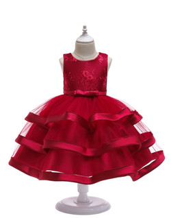 Shop 2019 Long & Short In Stock:Ship in 48 Hours Burgundy Tulle Appliques Flower Girl Dress With Bow With Factory Price From Kemedress