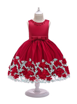 Shop 2019 Long & Short In Stock:Ship in 48 Hours Red Tulle Lace Flower Girl Princess Dress With Bow With Factory Price From Kemedress