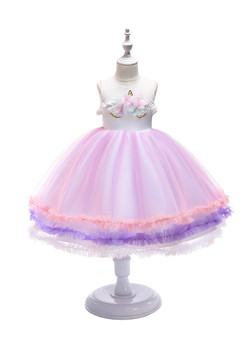Shop 2019 Long & Short In Stock:Ship in 48 Hours Pink Tulle Unicorn Appliques Flower Girl Dress With Factory Price From Kemedress