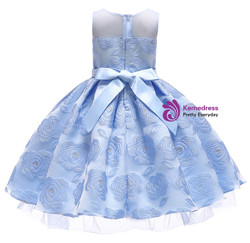 Shop 2019 Long & Short In Stock:Ship in 48 Hours Blue Lace Flower Girl Dress With Bow With Factory Price From Kemedress