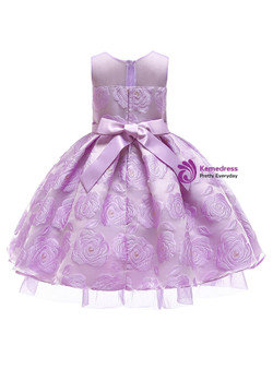 Shop 2019 Long & Short In Stock:Ship in 48 Hours Purple Lace Flower Girl Dress With Bow With Factory Price From Kemedress