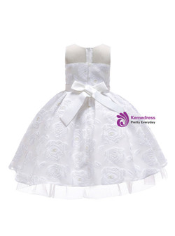 Shop 2019 Long & Short In Stock:Ship in 48 Hours White Lace Flower Girl Dress With Bow With Factory Price From Kemedress