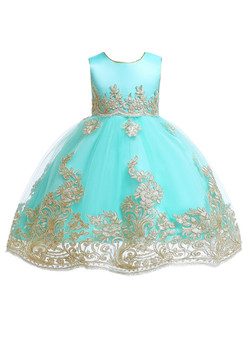 Shop 2019 Long & Short In Stock:Ship in 48 Hours Mint Green Tulle Lace Appliques Flower Girl Dress With Factory Price From Kemedress
