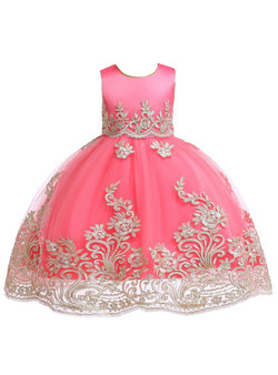 Shop 2019 Long & Short In Stock:Ship in 48 Hours Pink Tulle Lace Appliques Flower Girl Dress With Sash With Factory Price From Kemedress