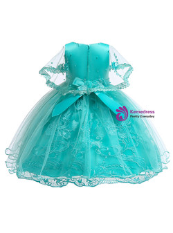 Shop 2019 Long & Short In Stock:Ship in 48 Hours Mint Green Lace Tulle Girl Dress With Pearls With Factory Price From Kemedress