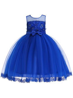 Shop 2019 Long & Short In Stock:Ship in 48 Hours Blue Tulle Butterfly Appliques Princess Dress With Bow With Factory Price From Kemedress