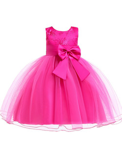 Shop 2019 Long & Short In Stock:Ship in 48 Hour Fuchsia Tulle Flower Girl Dress With Bow With Factory Price From Kemedress