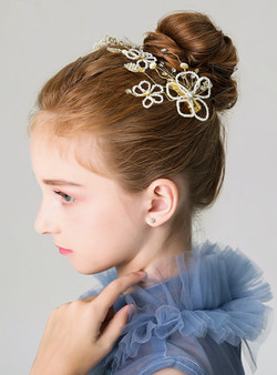 Shop 2019 Long & Short Children's Headdress Flower Hairpin Golden Girl Hair Accessories With Factory Price From Kemedress