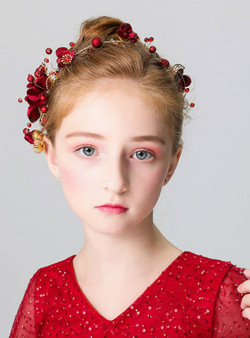 Shop 2019 Long & Short Girls Headdress Children Hairband Red Flower Headband With Factory Price From Kemedress