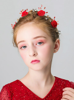 Shop 2019 Long & Short Children's Headdress Red Flower Girl Hair Accessories With Factory Price From Kemedress