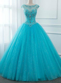 Shop 2019 Long & Short Blue Ball Gown Tulle Backless Long Quinceanera Dresses With Crystal With Factory Price From Kemedress