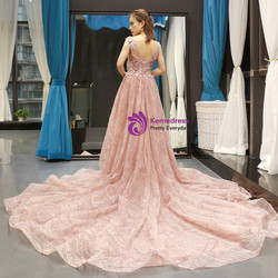 Shop 2019 Long & Short Pink Ball Gown V-neck Backless Lace Appliques Sequins Prom Dress With Factory Price From Kemedress Shop 2019 Long & Short Pink Ball Gown V-neck Backless Lace Appliques Sequins Prom Dress With Factory Price From Kemedress