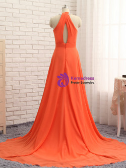 Shop 2019 Long & Short A-Line Orange Chiffon Halter Cut Out Backless Prom Dress With Factory Price From Kemedress Shop 2019 Long & Short A-Line Orange Chiffon Halter Cut Out Backless Prom Dress With Factory Price From Kemedress