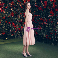 Shop 2019 Long & Short In Stock:Ship in 48 Hours Pink Chiffon One Shoulder Pleats Bridesmaid Dress With Factory Price From Kemedress