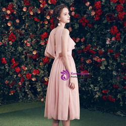 Shop 2019 Long & Short In Stock:Ship in 48 Hours Pink Chiffon Short Bridesmaid Dress With Factory Price From Kemedress