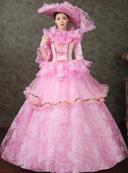 Shop 2019 Long & Short Pink Ball Gown Lace Short Sleeve Drama Show Vintage Gown Dress With Factory Price From Kemedress