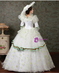 Shop 2019 Long & Short Green Print Ball Gown Lace Short Sleeve Drama Show Vintage Gown Dress With Factory Price From Kemedress