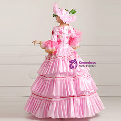 Shop 2019 Long & Short Pink Ball Gown Satin Puff Sleeve Sequins Drama Show Vintage Gown Dress With Factory Price From Kemedress