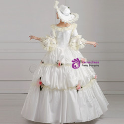 Shop 2019 Long & Short White Ball Gown Puff Sleeve With Flower Drama Show Vintage Gown Dress With Factory Price From Kemedress