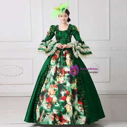 Shop 2019 Long & Short Green Satin Print Puff Lace Sleeve Pleats Show Vintage Gown Dress With Factory Price From Kemedress