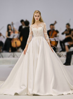 Shop 2019 Long & Short Ivory White Satin Lace Appliques Long Sleeve Backless Wedding Dress  With Factory Price From Kemedress