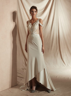 Shop 2019 Long & Short Simple Champagne Sheath Satin V-neck Appliques Wedding Dress With Factory Price From Kemedress