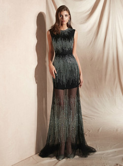 Shop 2019 Long & Short Black Mermaid Tulle Scoop Sleeve Long Prom Dress With Beading With Factory Price From Kemedress Shop 2019 Long & Short Black Mermaid Tulle Scoop Sleeve Long Prom Dress With Beading With Factory Price From Kemedress