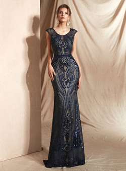 Shop 2019 Long & Short Sexy Blue Mermaid Sequins Scoop Cap Sleeve Prom Dress With Factory Price From Kemedress
