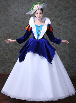 Shop 2019 Long & Short Blue Velvet White Tulle Long Sleeve Drama Show Vintage Gown Dress With Factory Price From Kemedress