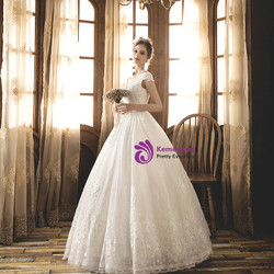 Shop 2019 Long & Short Light Champagne Tulle Lace Bateau Cap Sleeve Backless Wedding Dress With Factory Price From Kemedress